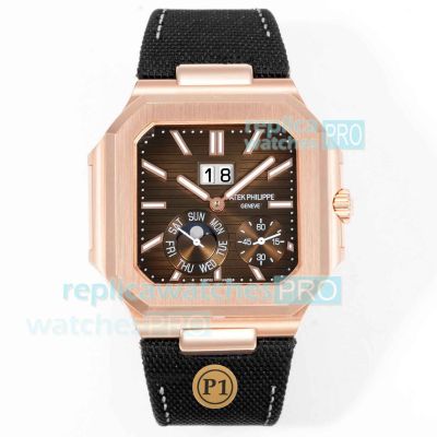 Swiss 1:1 Clone Patek Philippe New Cubitus 5822p Grand Date Rose Gold Brown Dial Watch 